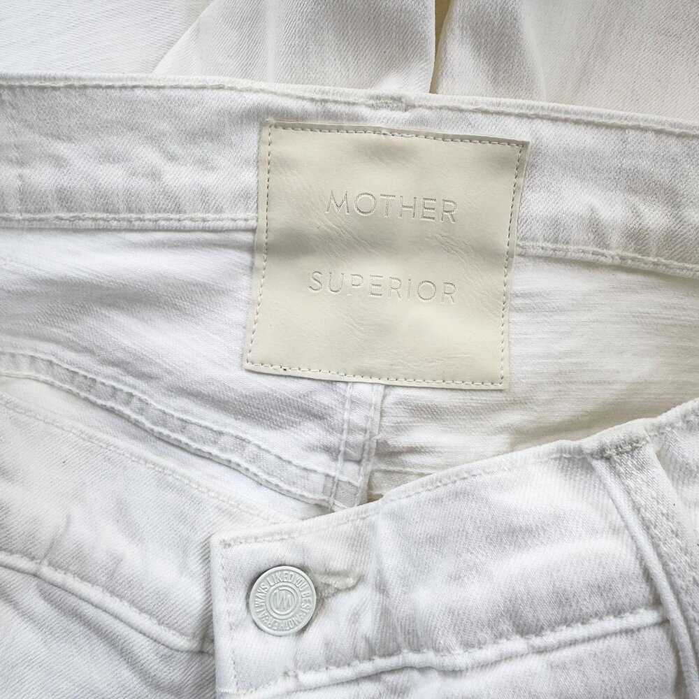MOTHER Superior The Stud Finder Sneak Wide-Leg Jeans White Totally Innocent 28 - Picture 11 of 17